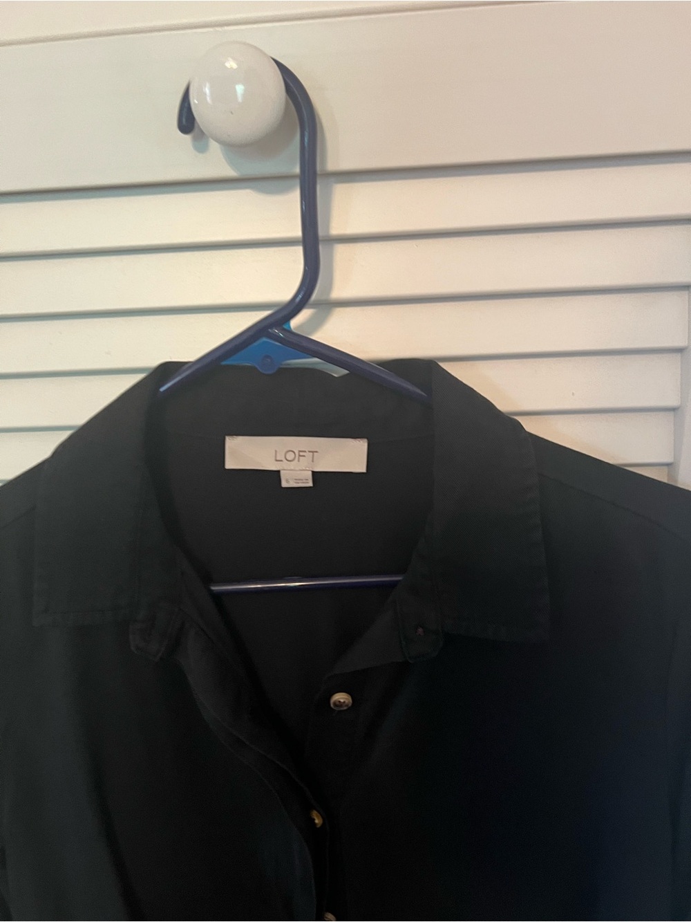 LOFT Black Classic Collared Button-Front Shirt
